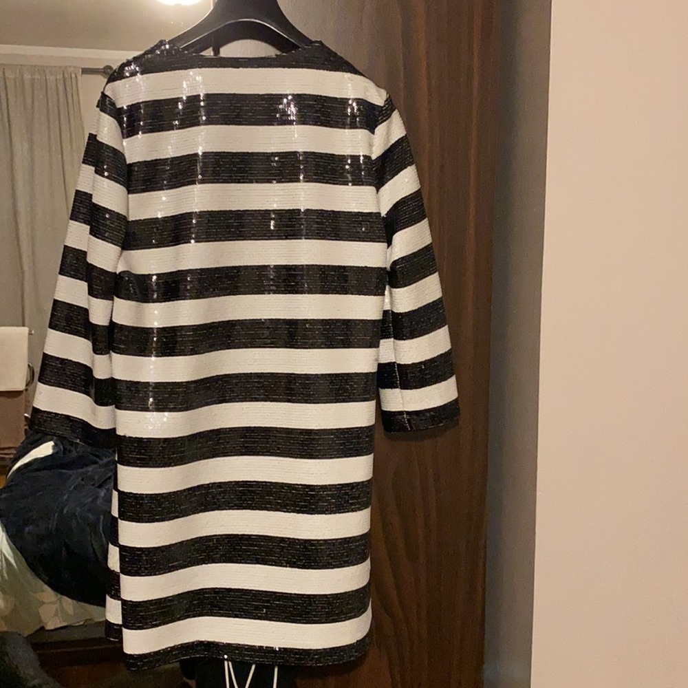 Brand New with tags WEILL sequined black and white striped 3/4 sleeve jacket - Picture 2 of 5